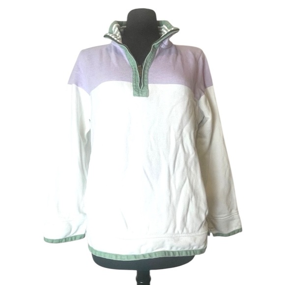 Fat Face The Airlie Sweatshirt Women’s US  10 White Purple Quarter Zip Pullover - Picture 1 of 14